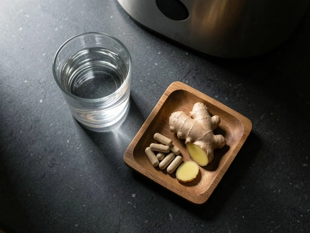 Morning supplement routine with water and whole foods