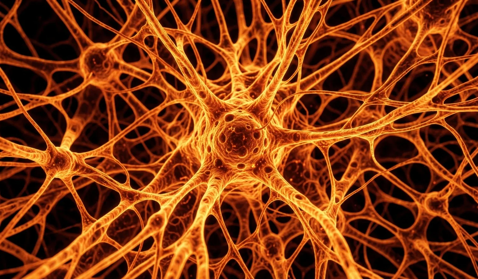 Abstract cellular structure in warm lighting